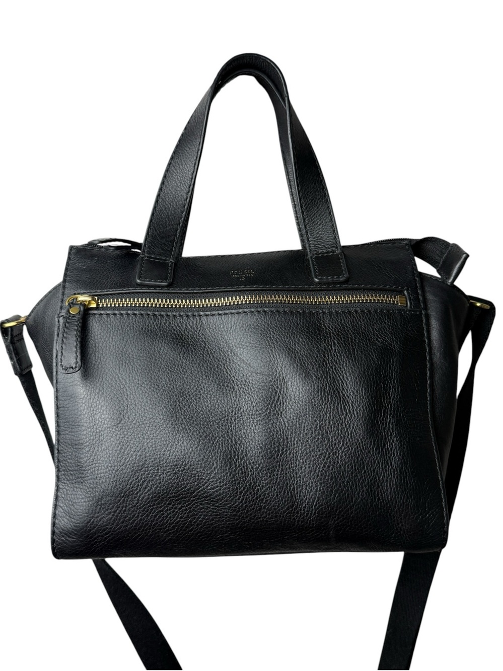 Fossil Crossbody Bag Tessa Satchel Black Leather Purse Minimalist Classic Staple